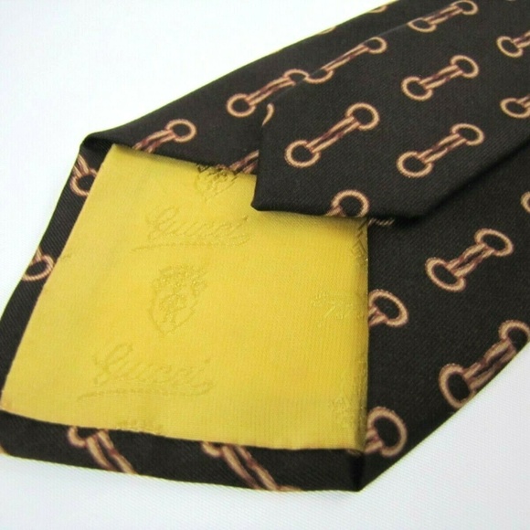 Vintage GUCCI Tie Chocolate Brown Equestrian - Picture 2 of 6